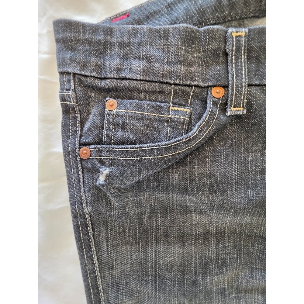 7 For All Mankind A Pocket Jeans Stretch Womens 30 Low Rise Black Boot USA Made - Picture 3 of 11